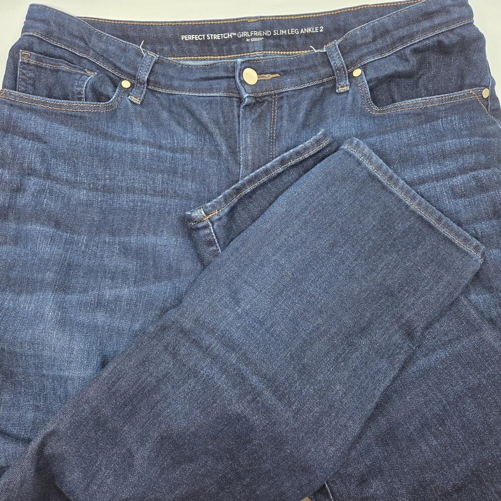 Chico's So Slimming Girlfriend Slim Leg Ankle Jeans Womens 2 Blue Denim Size 12